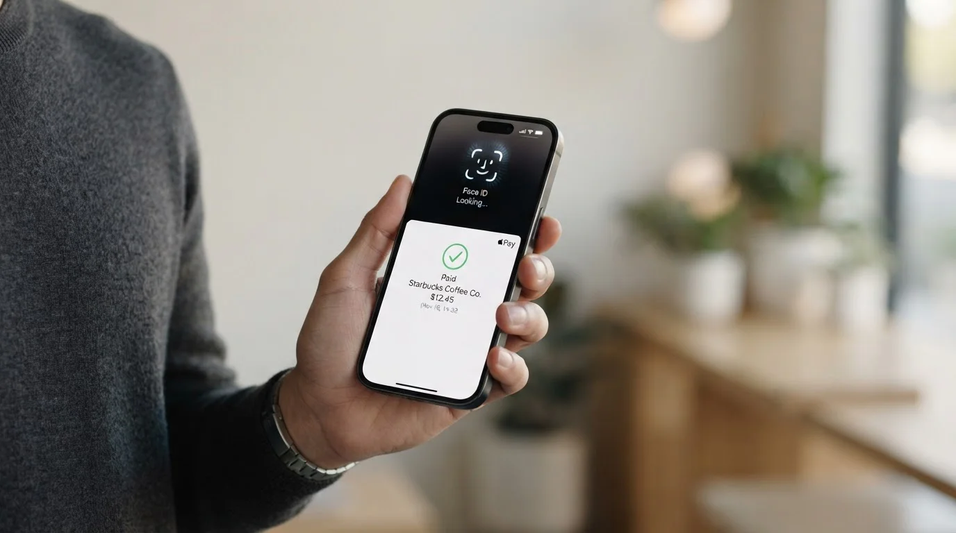 iPhone mostrando Face ID para pago Apple Pay