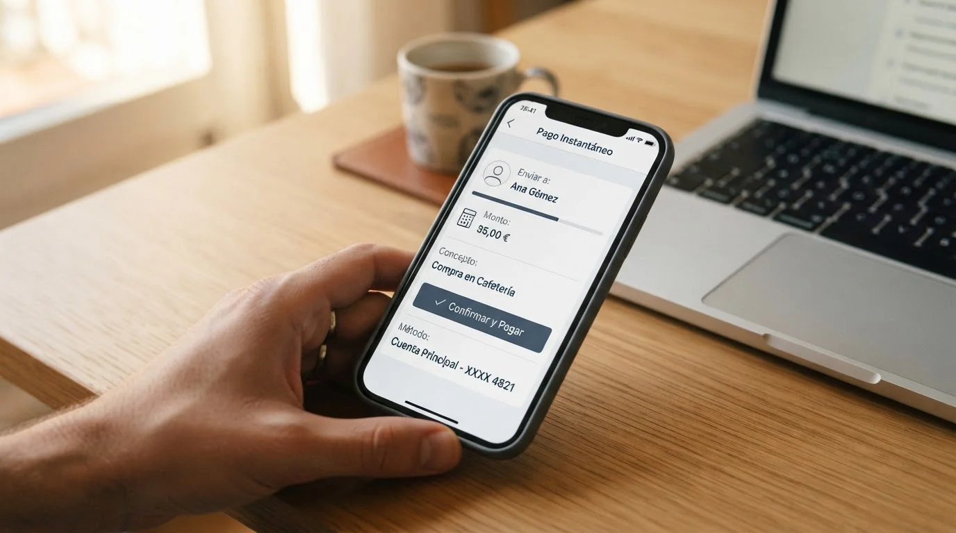 Smartphone mostrando app de Bizum con interfaz de pago para casino online