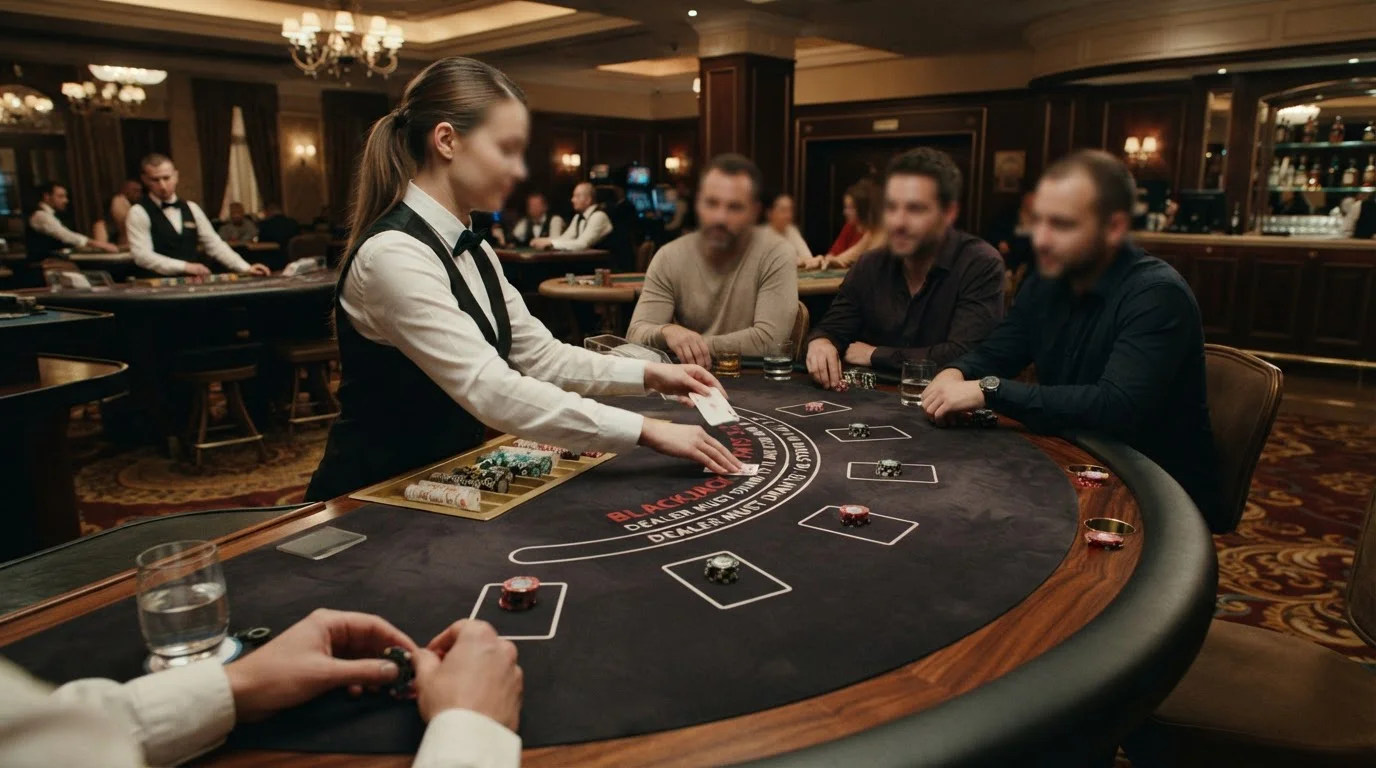 Pantalla de casino en vivo con crupier real y opciones de juego disponibles