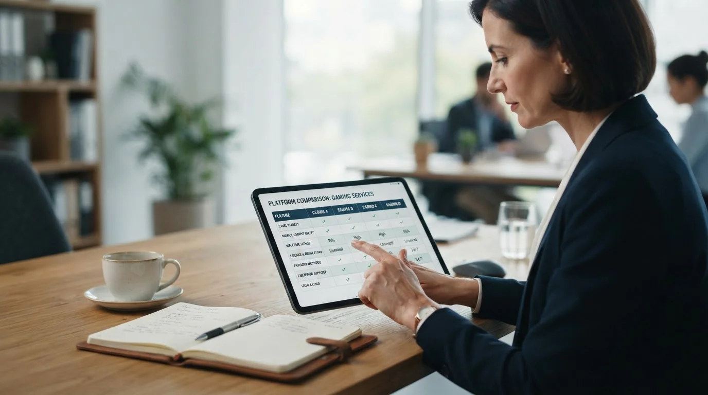 Tabla comparativa de casinos online en pantalla de tablet