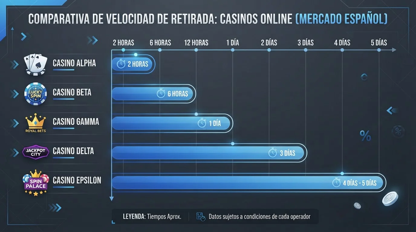 Tabla comparativa de velocidades de retiro con Skrill entre operadores españoles DGOJ
