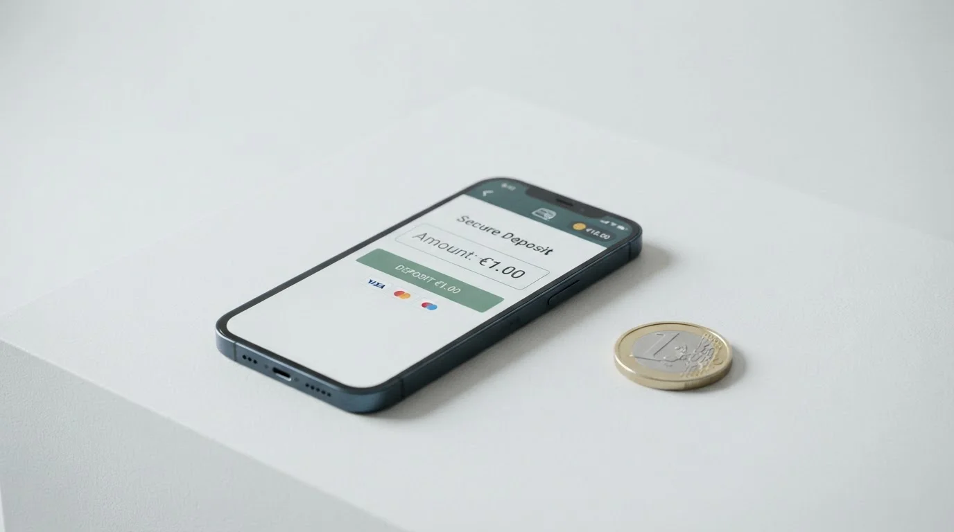 Smartphone mostrando pantalla de depósito con 1 euro mínimo en casino con Bizum España