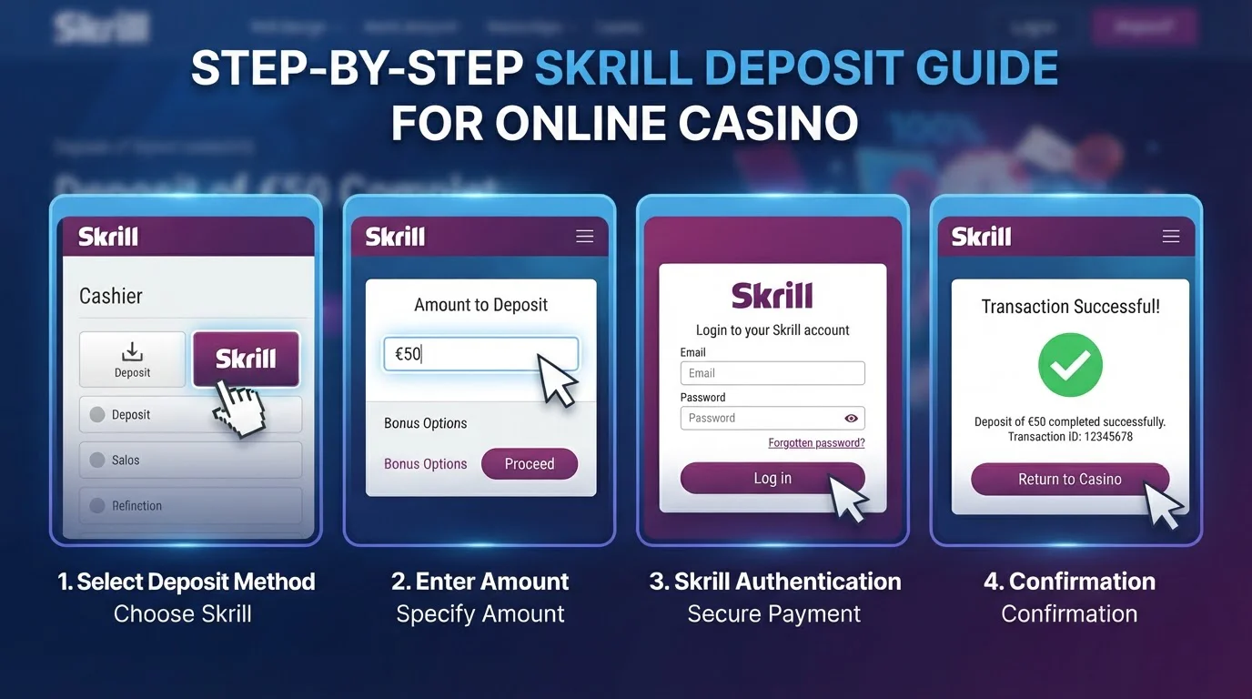 Proceso paso a paso de depósito con Skrill en cajero de casino online español