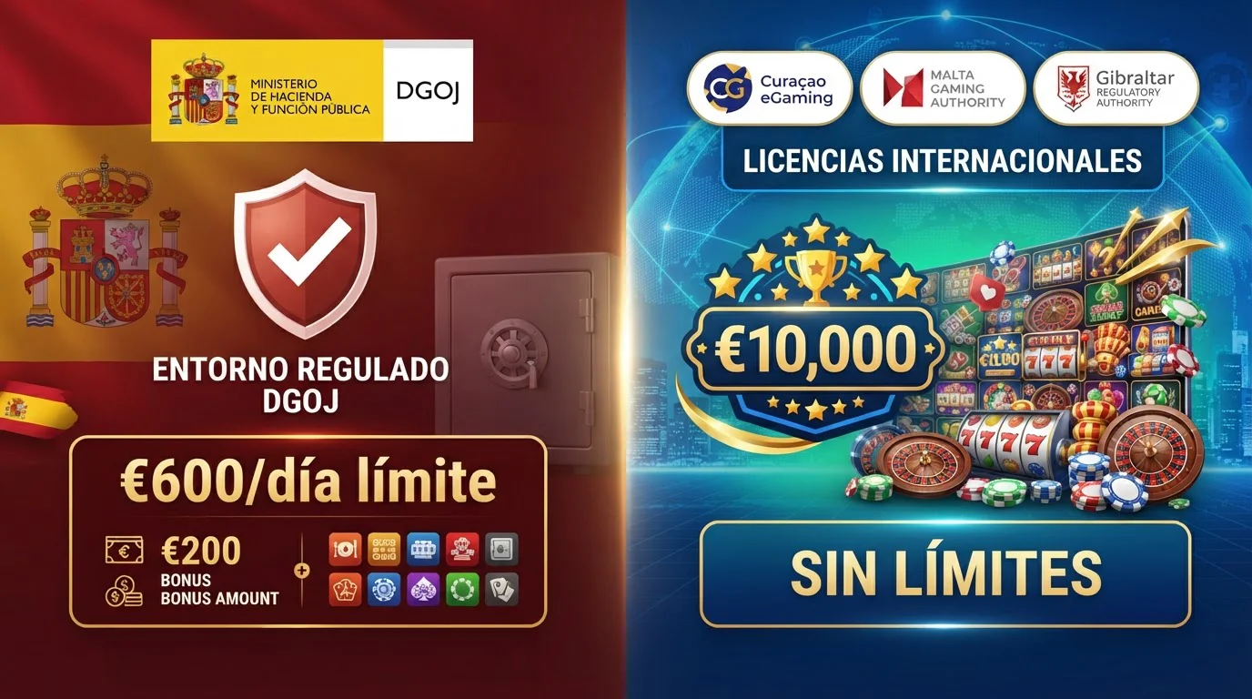 Diferencias entre casinos licencia DGOJ España y operadores internacionales Curazao Malta MuchBetter