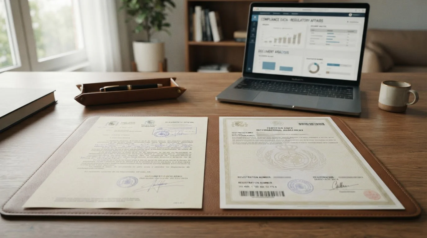 Comparativa visual de documentos de licencia DGOJ versus licencia Curaçao en escritorio
