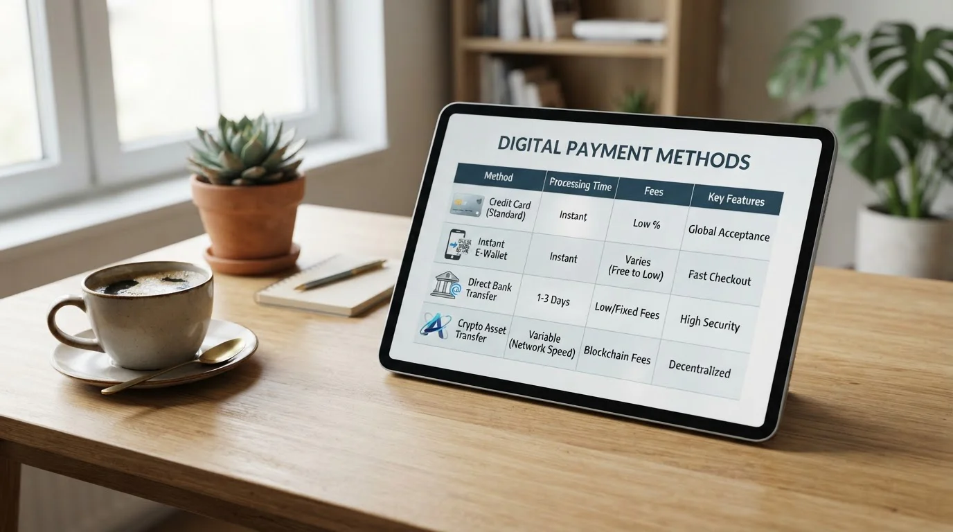 Gráfico comparativo de métodos de pago con velocidades de retiro en tablet