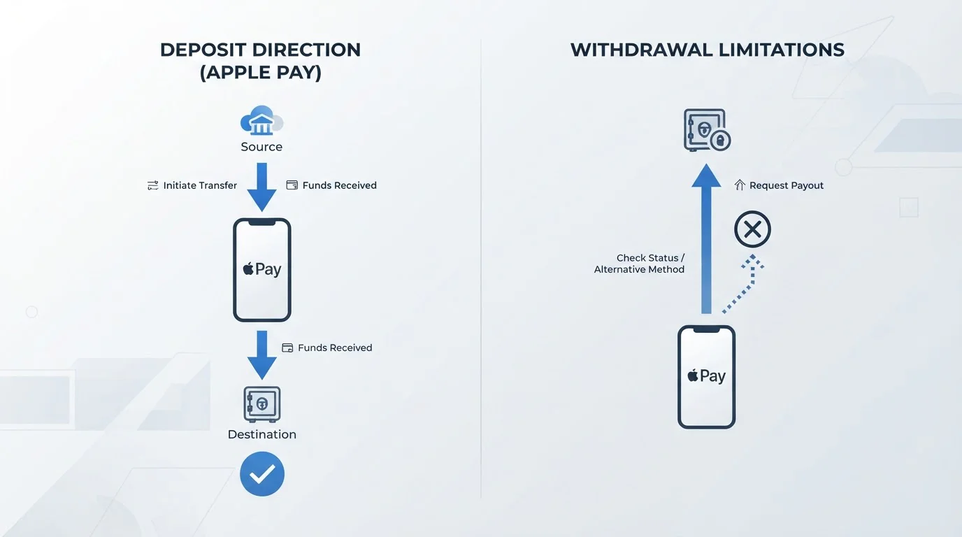 Ilustración conceptual de flujo de pago bidireccional mostrando limitaciones de retiro