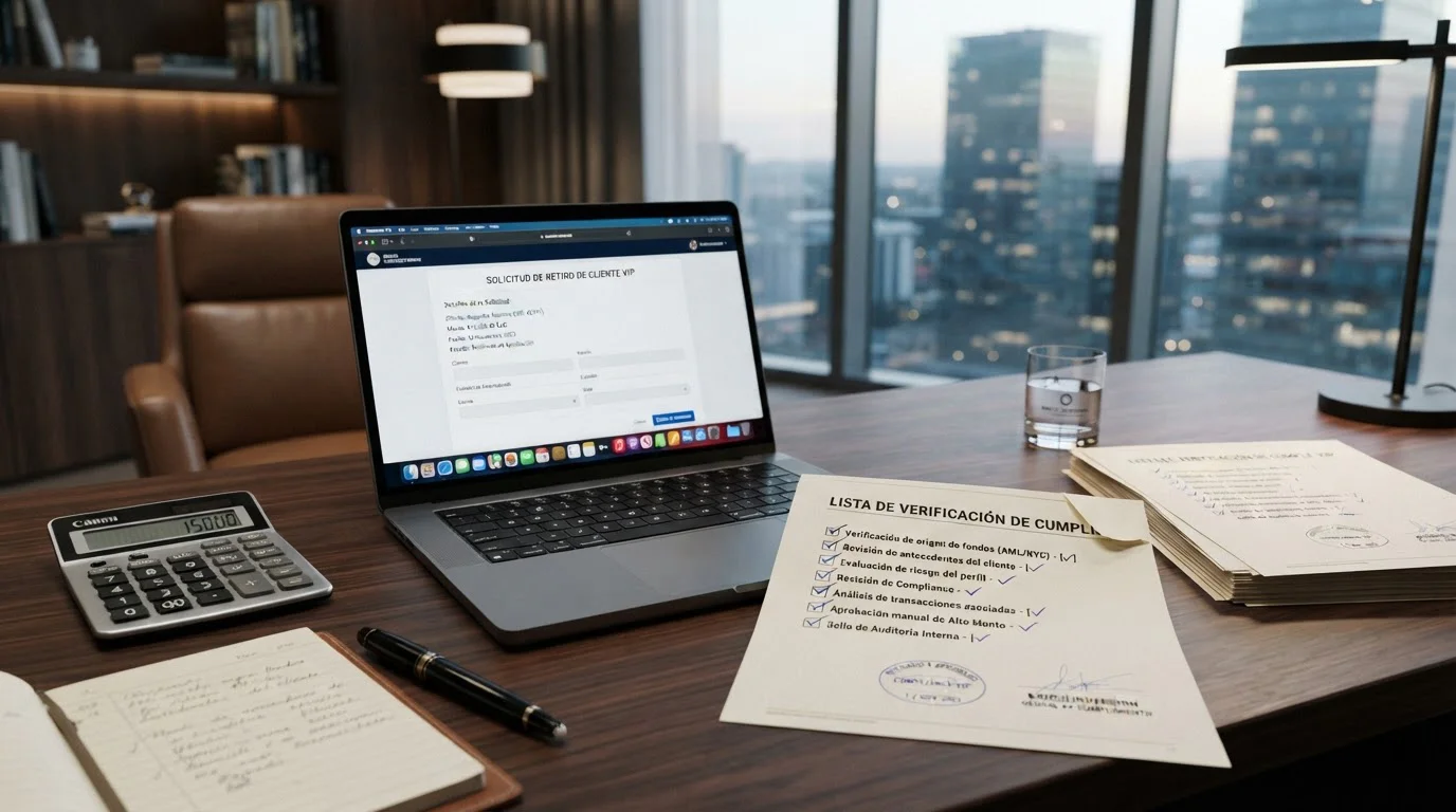 Persona revisando documentación de retiro grande en casino online