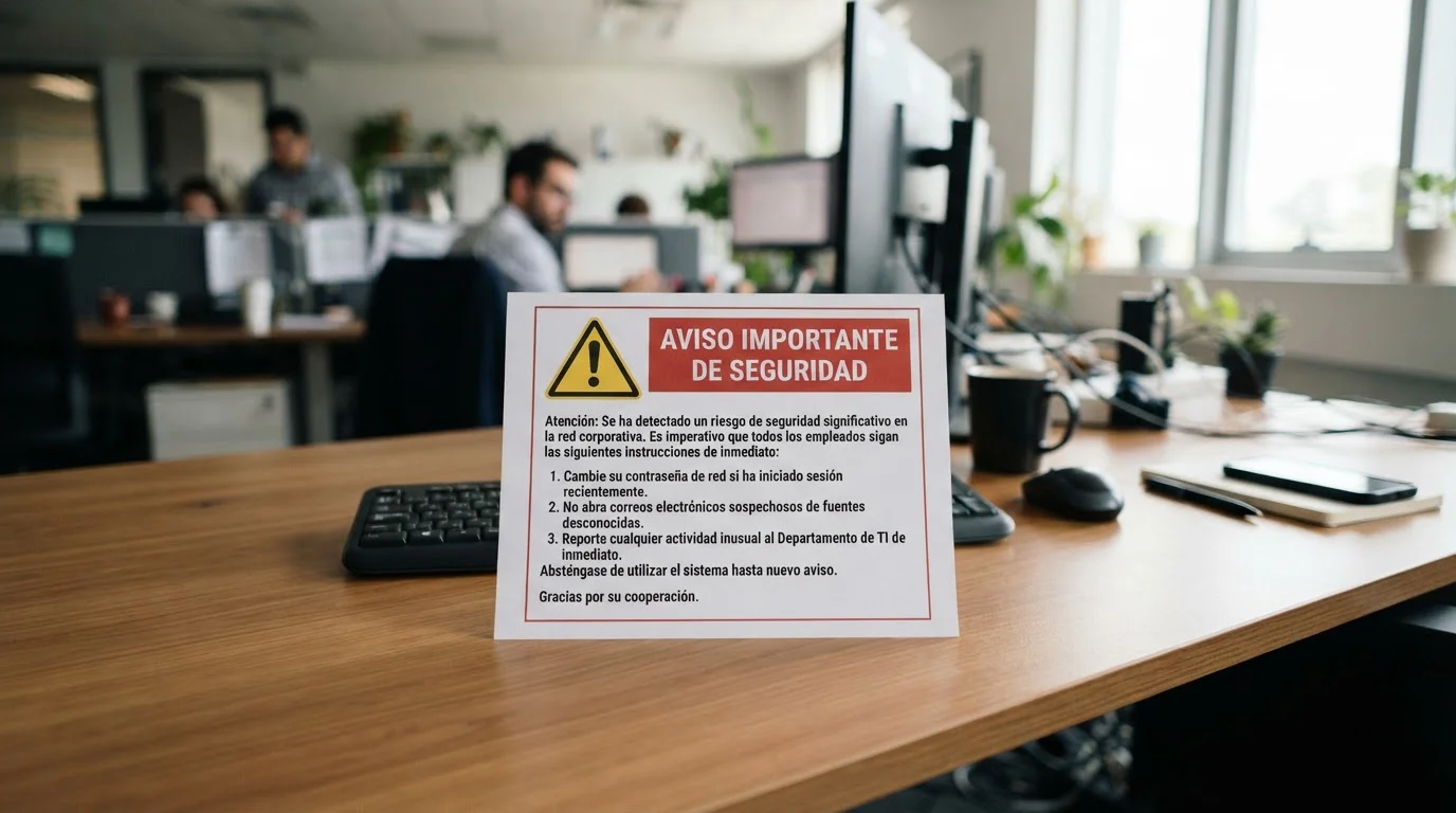 Documento de advertencia con símbolo de precaución