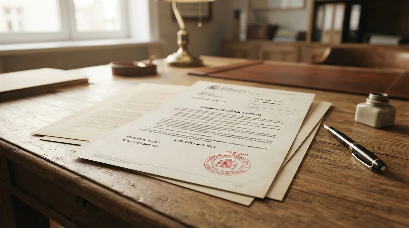 Documento oficial con sello de la DGOJ sobre escritorio