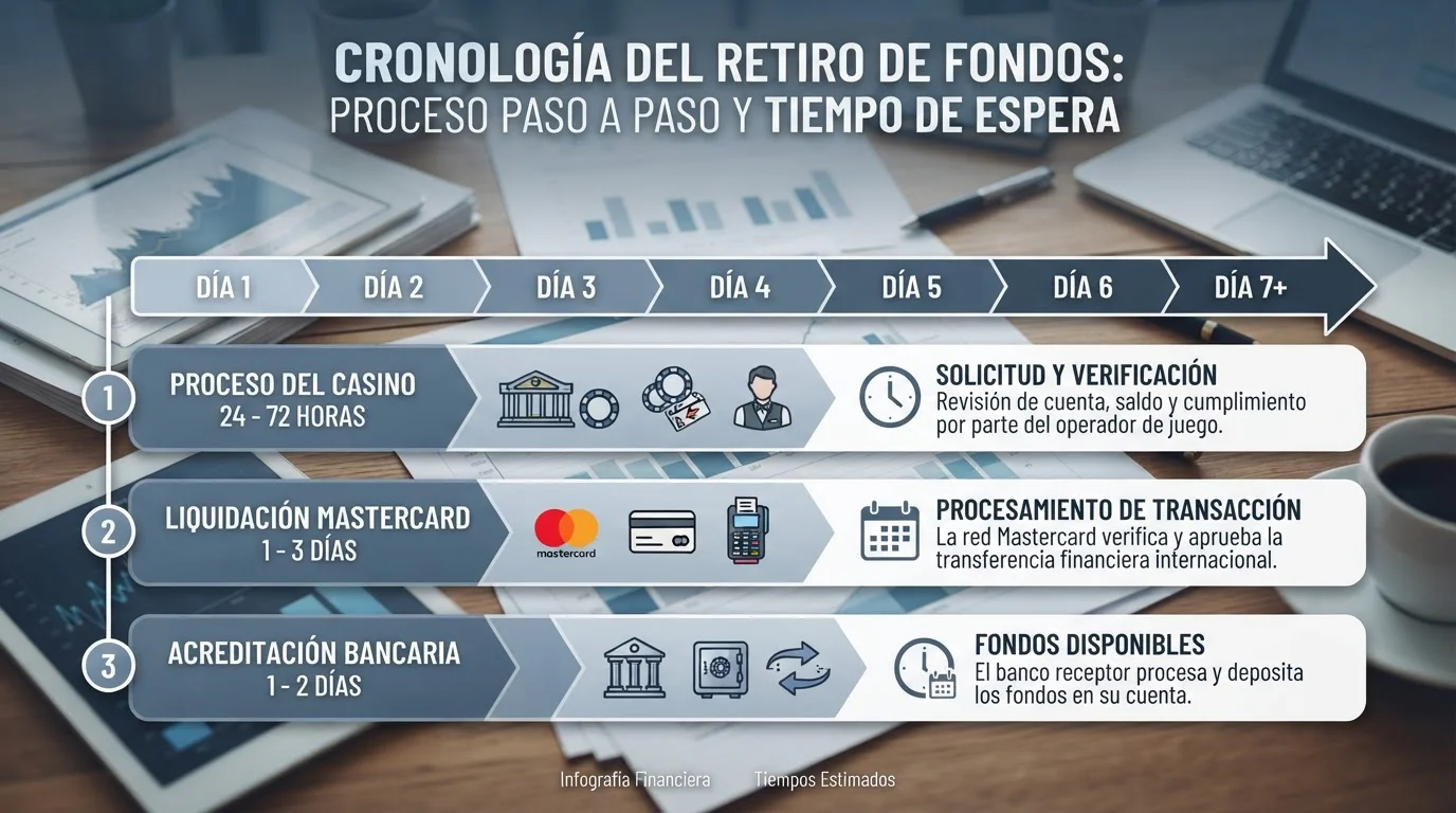 Línea de tiempo de procesamiento de retirada con Mastercard en casino DGOJ