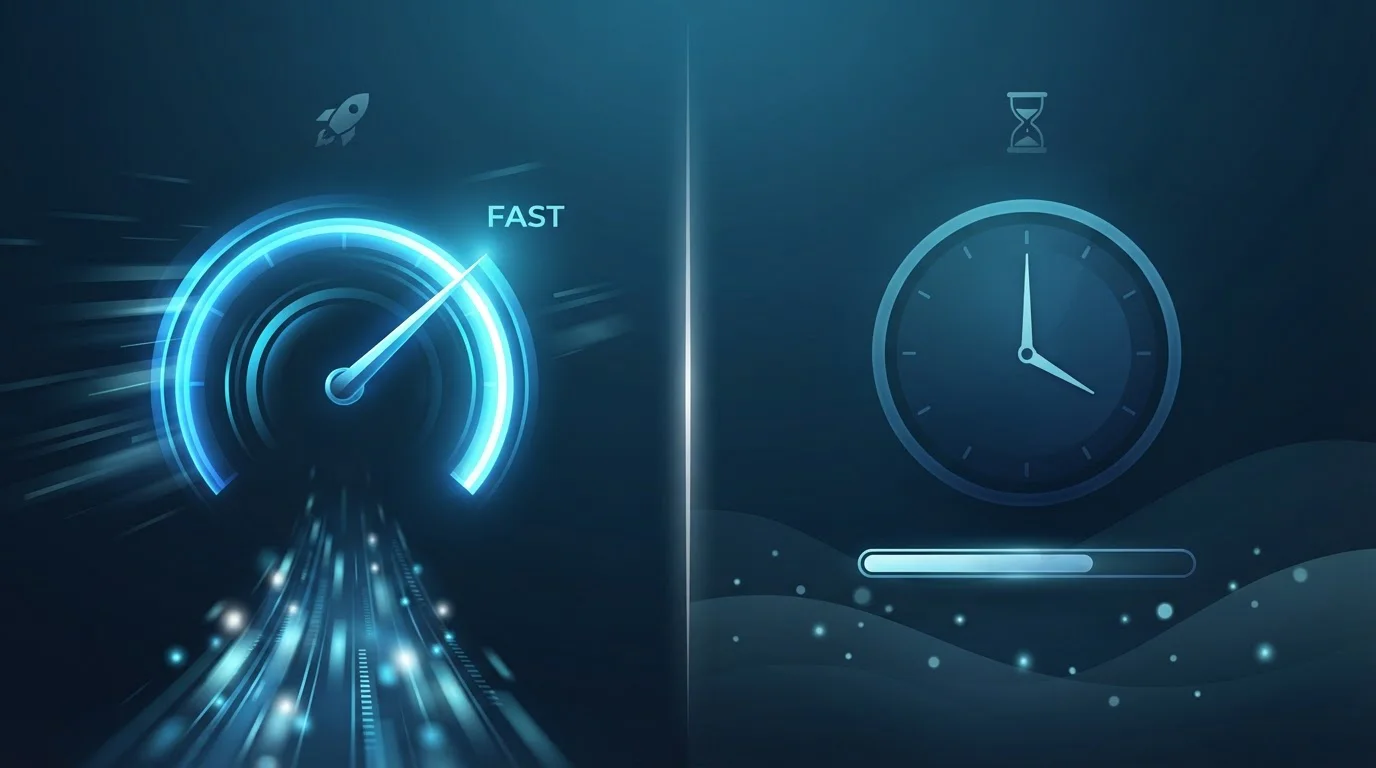 Comparación visual de velocidad con indicadores de rendimiento abstractos